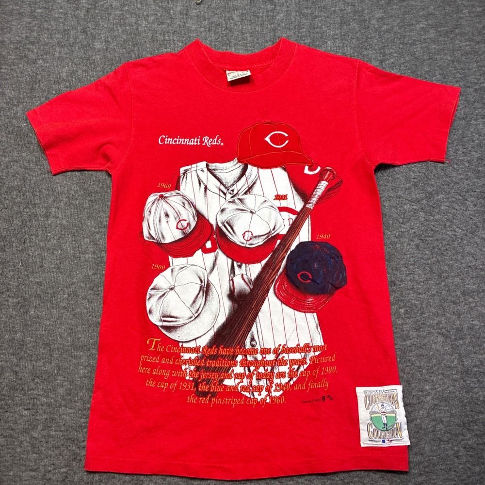 Vintage Nutmeg Mills Cincinnati Reds Shirt Men Medium Cooperstown Collection 80s